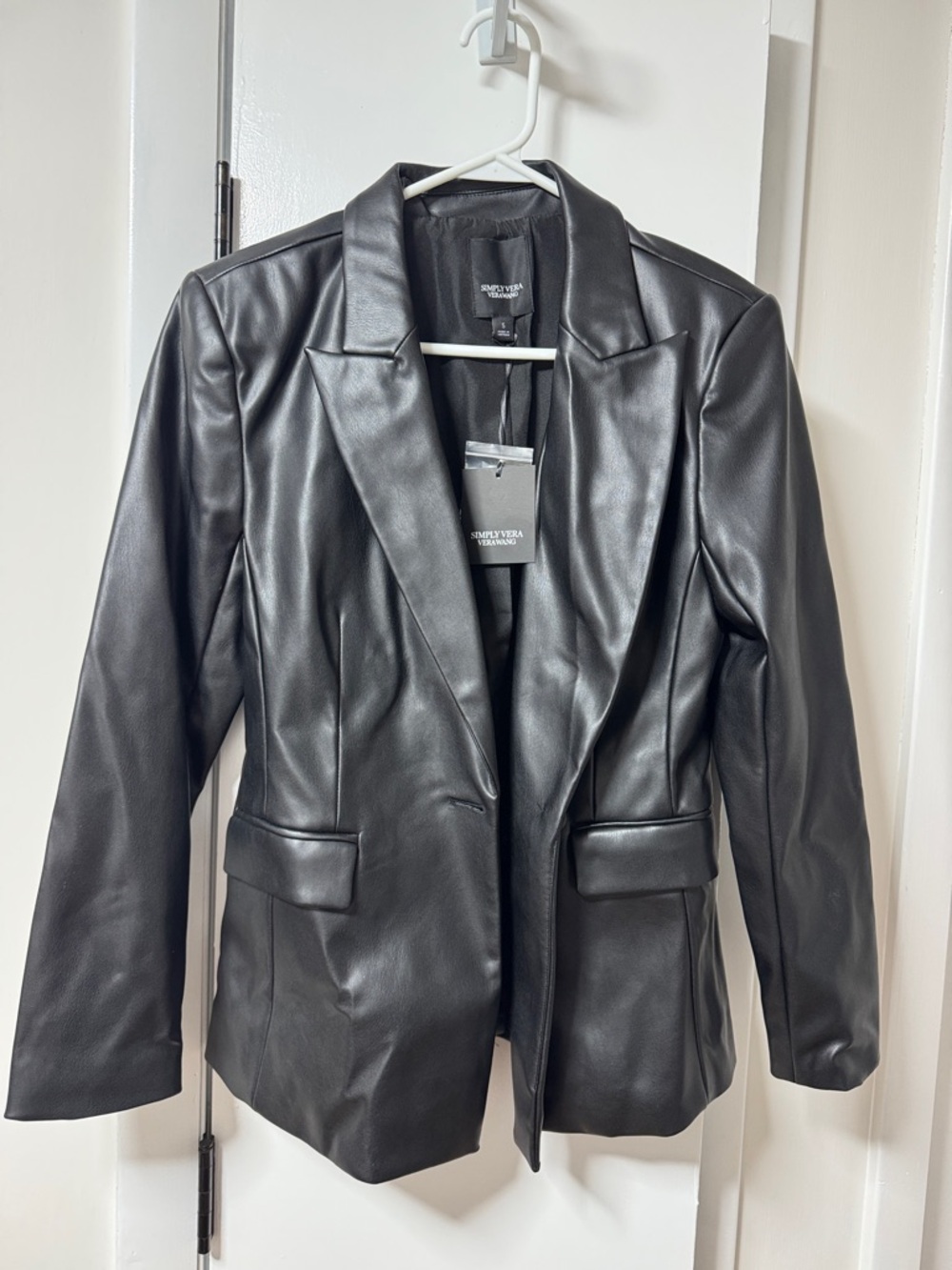 Simply Vera Vera Wang Black Faux Leather Blazer